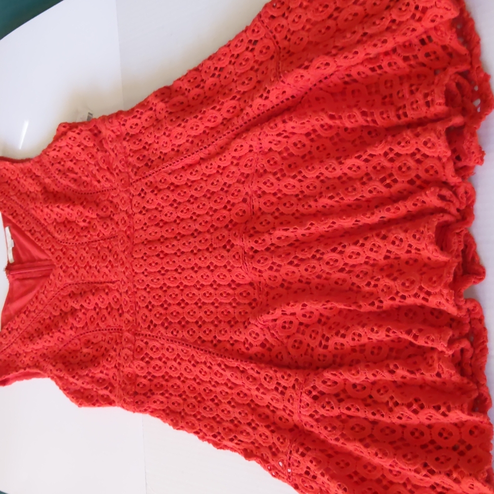 Anthropology San & Soni Women's Red Lace Dress Size 8 NWOT - Picture 5 of 16
